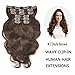 SHOWJARLLY Wavy Clip in Hair Extensions Human Hair 7Pcs/70g Thick Full Head Body Wave Remy Clip in Human Hair Extensions Dark Brown (#2,14inch)