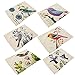 Cotton Linen Placemats, YIFAN 6Pcs Different Bird Pattern Dining Table Mats for Home Kitchen Office