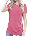 CEU Women's Short Sleeve Casual Tunic Buttons Decor Crew Neck T-Shirt