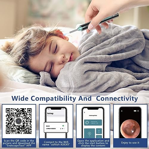 VITCOCO Ear Wax Removal Tool,1920P HD Ear Cleaner with 6 LED Lights and 8 Ear Spoons, Ear Wax Removal with Camera, Ear Cleaning Kit Compatible for iPhone, iPad, Android