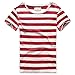 Zecmos Mens Striped T-Shirt Casual Slim Fit Striped Tees Tops Summer Red XXXL