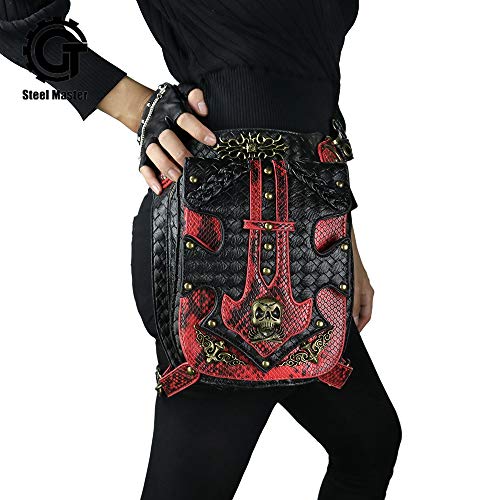 Punk Women Men Skull Waist Bags Vintage Crossbody Motorcycle Leather Leg Bag