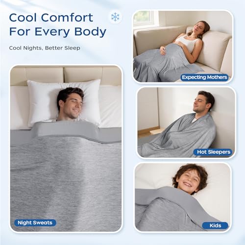 Esvyit Cooling Blanket, Summer Cooling Blanket, Q-Max > 0.4, Lightweight and Breathable Cooling Blanket for Children and Adults, Ideal for Bed and Sofa (200 x 220 cm)