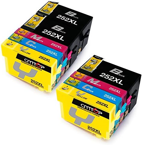 CMTOP Remanufactured 252 252XL Ink Cartridges High Yield, (3 Black 2 Cyan 2 Yellow 2 Magenta) for Wf-3640 Wf-3630 Wf-3620 Wf-7610 Wf-7620 Wf-7110 Printer