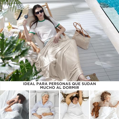 Bedsure Summer Cooling Blanket, 130 x 170 cm, Beige