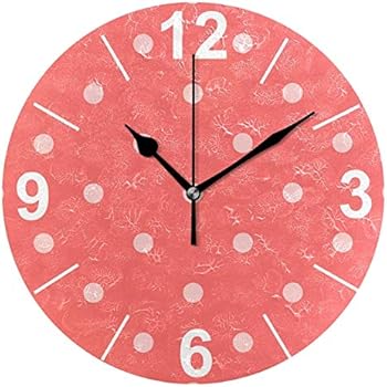 ALAZA Red Coral Polka Dots Round Acrylic Wall Clock, Silent Non Ticking Oil Painting Home Office School Decorative Clock Art