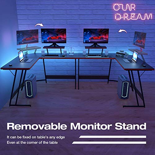 Homall L Shaped Gaming Desk 51 Inch Computer Corner Desk Pc Gaming Desk Table with Large Monitor Riser Stand for Home… - Image 3