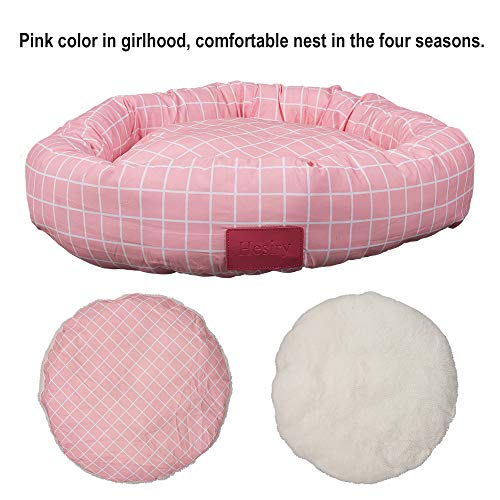Hesiry Dog Cat Marshmallow Donut Bed,Washable /Antianxiety/ Okayseason Dog Bed ,Non-Slip Waterproof Bottom(Pink Medium)