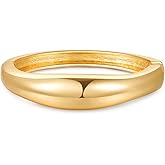 jokcde Chunky Gold/Silver Gold Cuff Bangle Bracelets for Women Trendy Hinged Cuff Open Wide Chunky Gold Bracelet Minimalist Bangle Jewelry Gift