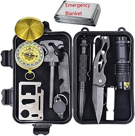 Mgrowth Outdoor Survival Kits Multi Professional Emergency Survival tool Set 11 in 1 for Outdoor Traveling Hiking Biking Climbing Hunting Camping Earthquake Hurricanes