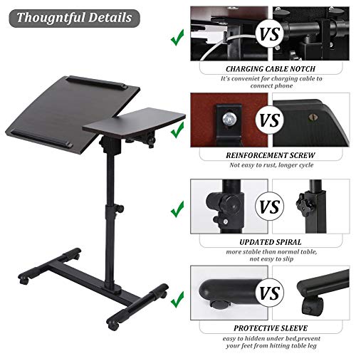 2 Adjustable+Overbed+Portable+Notebook+Hospital