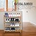 Bamboo Shoe Rack, Natural Bamboo 100% Natural Flat Bamboo Shoe Rack 4-Tier Entryway Shoe Shelf Storage Organizer for Closets, Bedrooms or Doorways