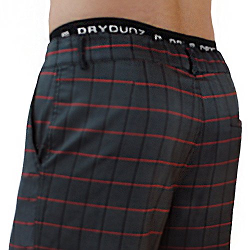 Mens Athletic Shorts, Perfect to be Worn as Mens Boardshorts, Mens Golf Shorts or as Mens Swim Shorts (Black Plaid, 34)