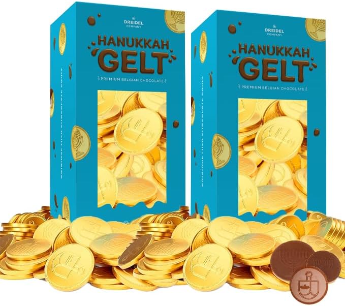 Hanukkah Chocolate Gelt, NutFree, Belgian Milk Chocolate Coins, Foil