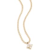 Zoe Chicco Women's 14k Gold Quad Prong Set Diamond Pendant on Bead Chain Necklace, Gold, One Size