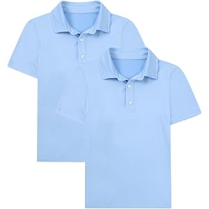 Cozople Boys Performance Polo Shirts School Uniform Short Sleeve, Pack of 2 | Moisture-Wicking Golf Shirt Dry Fit Athletic Co