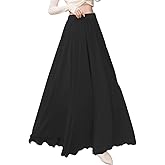 Women's Chiffon Elastic High Waist Maxi Skirt Pleated A-Line Flared Flowy Bohemian Skirts