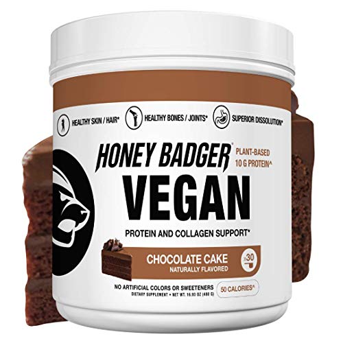 Honey Badger Natural Vegan Keto Pea Protein + Collagen Support
