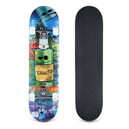CCTRO Skateboards 31" Pro Skateboard Complete, 8 Layer Maple Skateboard Deck for Extreme Sports and Outdoors, Tricks Skate Board for Beginners and Pro