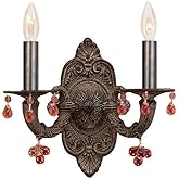 Paris Market 2 Light Amber Crystal Venetian Bronze Sconce