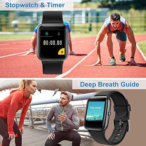 Willful Smart Watch for Android Phones and iOS Phones Compatible iPhone Samsung, IP68 Swimming Waterproof Smartwatch Fitness Tracker Fitness Watch Heart Rate Monitor Smart Watches for Men Women Black