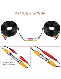 wildhd 150 ft siamés BNC Video y cable de cámara de seguridad BNC Cable de extensión de cable de alimentación con 2 Female connetors todo en uno para todas las cámaras HD CCTV DVR sistema de vigilancia, negro