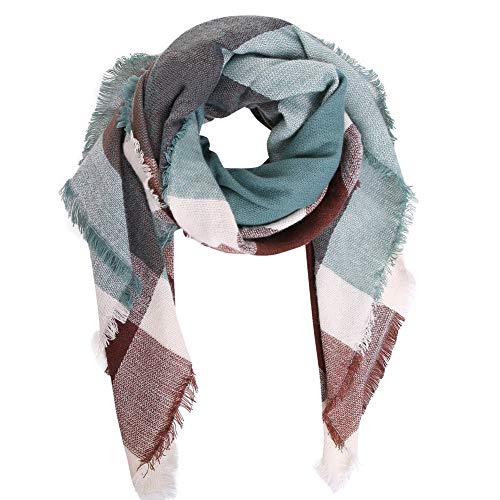 Bess Bridal Women's Plaid Blanket Winter Scarf Warm Cozy Tartan Wrap Oversized Shawl Cape