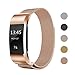 Keasy Replacement Bands Compatible with Fitbit Charge 2, Stainless Steel Metal Lock Replacement Wristband for Women Men (Rose Gold, Small (5.3-7.6 Inch))