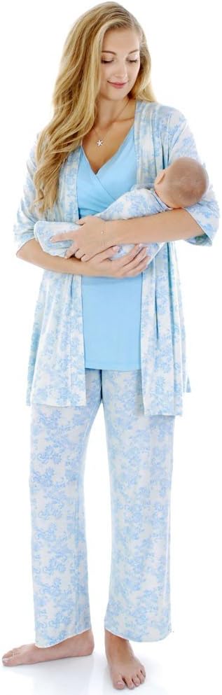 5 Piece Maternity and Nursing PJ Pant Set for Mom and Baby