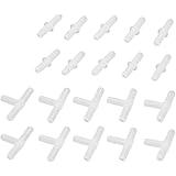 Pawfly 40-Piece Aquarium Air Valve Connector White Plastic Inline Tubing, 3-Way T & Straight