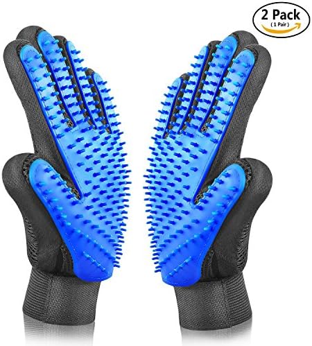 Pet Grooming Glove - Maiphee Gentle Pet Hair Remover Glove - Deshedding Brush Glove - Massage Mitt Tool with Enhanced Five Finger Design - Perfect for Dogs, Cats & Horses with Long & Short Fur -1 Pair