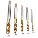 Rocaris 5 Pcs M3 M4 M5 M6 M8 Titanium Coated HSS Spiral Flute Metric Taps Set