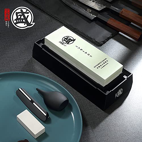 MITSUMOTO SAKARI Japanese Sharpening Stone Whetstone Set, 2000/8000 Grit Professional Knife