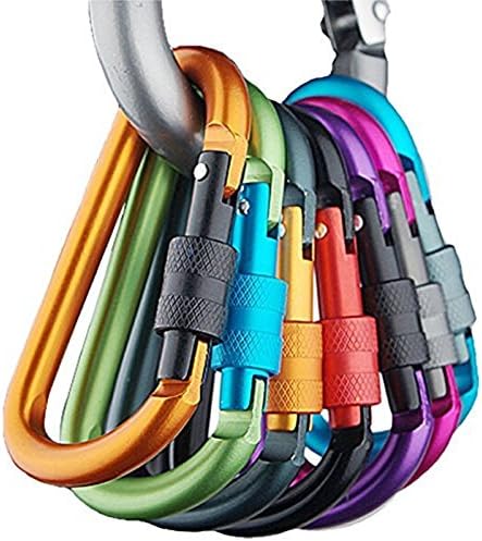 Shimmery 6/12 Pack 3" Aluminum Carabiner Screw Lock D-Ring Key Chain Clip Hook Outdoor Buckle for Hiking Fishing Traveling Keychain etc