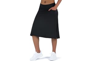 BEROY Women's Midi Length Skorts Skirts with 3 Pockets Modest Skirts Women's 24" Knee Length Skort
