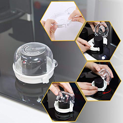Universal Kitchen Clear Safety Oven Gas Stove Knobs Cover 6 Pack - Baby Safety Oven Gas Stove Knob Protection Locks for Child Proofing