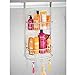mDesign Stainless Steel Bath/Shower Over Door Caddy, Hanging Storage Organizer 2-Tier Rack with 6 Hooks and 2 Baskets - Holder for Soap, Shampoo, Loofah, Body Wash, Omni Collection, Satin