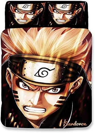 LHKAVE Naruto Print 3D Three Sets of Bedding Set 2PCS Pillow Cases and 1PC Duvet Cover Bedding Bag Home Textiles Bedding,Queen