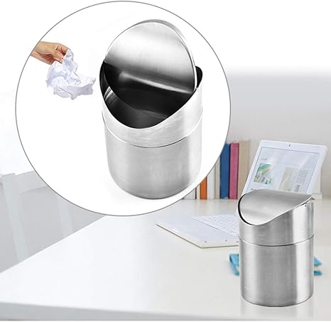 Amazon Com Quaanti Stainless Steel Mini Desk Waste Bin Countertop