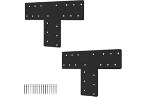 XIHUWZ 2 Pcs T Post Bracket,16.9"x12"T Flat Mending Plate Joining Brackets, Connecting Brackets, T Shape Strap Plate Fit 4x4,6x6 for Repair House,Pavilion,Truss framing
