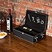 MyGift 2 Bottle Modern Black Top Handle Travel Wine Carrier Case with 4 Piece Wine Accessory Set