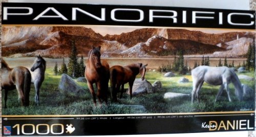 Horses Grazing 1000 Piece Panorific Jigsaw Puzzle 39" x 15" by Kevin Daniel