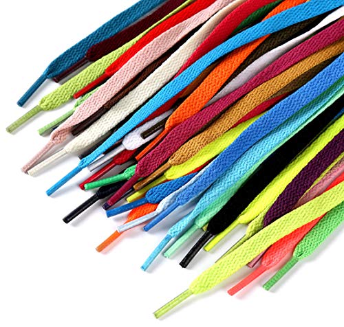 43" 16 Pairs-16 Different Colors Premium Flat Sneakers Shoelaces Shoe Tie Replacement - Colorful Fashion Dress Shoe Laces Strings Fastener for Sports Hiking Skates Boots - for Both Kids and Adults - Thumbnail 3