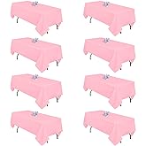 pepmily 8 Pack 60 x 126 Inch Pink Tablecloth for 8 Foot Rectangle Tables | Wrinkle Resistant, Washable, Polyester Fabric, Rectangular Table Cloth For Dining Banquet Wedding Party
