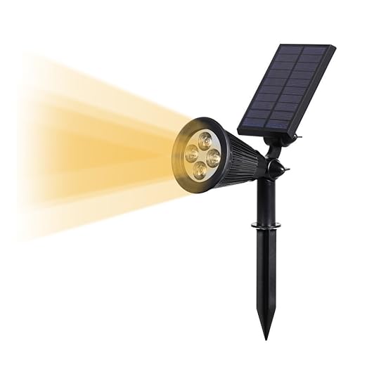 Quace Brand New Solar Powered 200 Lumens LED Spotlight Outdoor Waterproof Warm White Garden Patio Yard Lawn Driveway Landscape Security Light Wall Mounted Night Lights