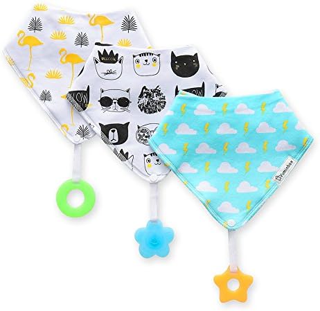 Baby/Toddler Bandana Teething Bibs 3-pack ,Made with 100% Organic Cotton, Super Absorbent and Soft (Unisex)