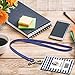 ID Badge Holder with Lanyard, Vertical PU Leather ID Badge Card Holder with 1 Clear ID Window, 4 Credit Card Slots and a Detachable Neck Lanyard (Stripe)
