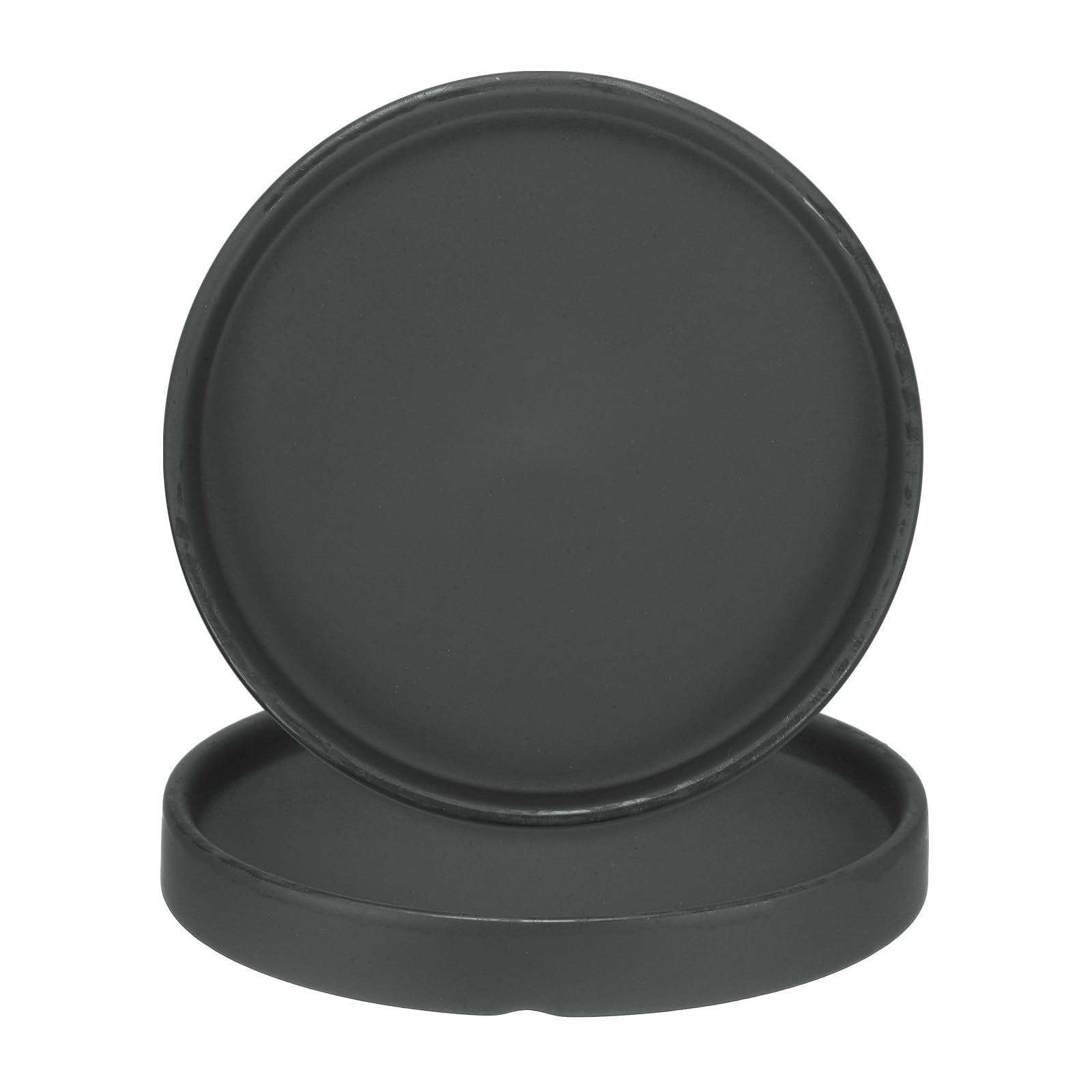 M METERXITY 2-Pack Ceramic Plant Saucer, 6.3 Inch 16cm Plant Water Catcher Tray, Plant Pot Saucers for Indoor/Outdoor Plants/Flower Drainage Drip Water Tray [Round Black]