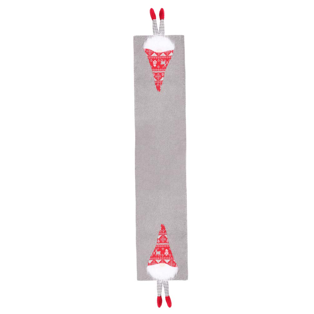 TOYANDONA Christmas Table Runner Tablecloth Scandinavian Figurines Santa Gnome Decorative Table Linens Table Flag for Xmas Decoration Family Dinner Holiday Party Grey