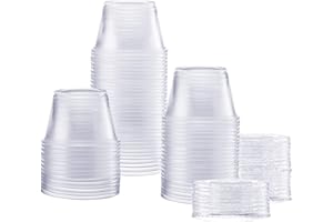 Comfy Package [4 oz. - 100 Count Clear Disposable Plastic Portion Cups with Lids - Soufflé Cups, Jello Shot Cups With Lids, Clear Plastic Containers Perfect for salad Dressing and More